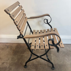 Janus et Cie Set of 5 Garden Chairs, 2 Arm and 3 Side Chairs, Wood and Steel, Foldable, Sku 033944