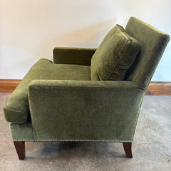Sherril Moss Green Velvet Armchair w/ Nailhead Detail, Sku 033781
