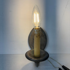 East Bay Sculpture and Lighting Company, Single Arm Wall Sconce with Oval Backplate, Silver Tone, Sku: 033344