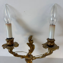 Pair of Rococo Style Brass Sconces, Double Am, Sku: 033549