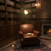 Vintage Adjustable Bridge Brass Floor Lamp, Sku 033662
