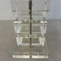 Pair of RH Table Lamps Stacked Crystal Squares with Nickel Hardware, Sku 034118