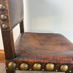 Set Eight of Oak & Leather Dining Chairs, Rustic, Sku: 033087