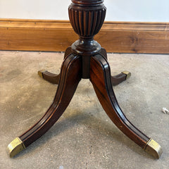 Mersman Quad Leg Pedestal Table with 1 Drawer, Book Matched Veneer & Feet Featuring Brass Caps, Sku 033802
