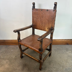 Set Eight of Oak & Leather Dining Chairs, Rustic, Sku: 033087