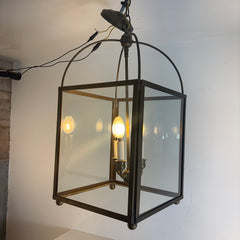4-Light Exterior Antique Brass Lantern Style Pendant, Sku 033747