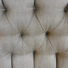Parker Knoll Edward Armchair with Tufted back Rolled Arms and Casters on Front Legs, Tan Linen Upholstery, Sku 033673