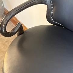 Set of Three Ferguson Copeland Swivel Barstools, Black Leather Cushions, Printed Zebra Cowhide on Back, Sku 033700