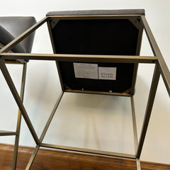 Ethan Allen Barstools, Gray Faux Leather with Metal Base, Pair, sku: 032886
