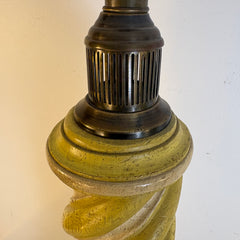 Knob Creek Design Barley Twist Carved Wood Painted Table Lamps in Marigold Yellow, Sku 033660