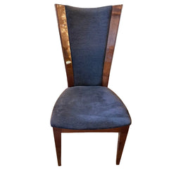 Excelsior Designs Italian Dining Set Consisting of Round Table with 4 Radiant Leaves and 8 Side Chairs. All Constructed in Hard Wood. Chair Upholstery is a Soft Black Textured Fabric. Sku 034039