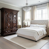 Extra Large Antique Wardrobe Cabinet, Lower Drawer, Double Door, Diamond Motif, Sku: 033509