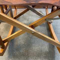 Vintage Costa Rican Teak and Embossed Leather Rocking Chair, Foldable, Sku: 033669