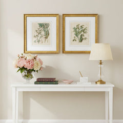 Pair of Antique Botanical Prints Framed in Antiqued Gold Frames, Sku: 033569