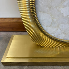 Global Views Console Table Quartz Insert, Wrapped and Fluted Metal, Brass Like Finish, Sku: 033623