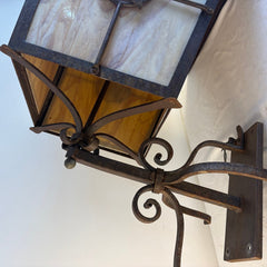 Custom Massive Exterior Lantern Sconces w/ Colored Glass & Lone Star Motif, Sku 033855
