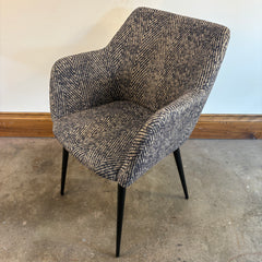 Pair of Herringbone Pattern Slate Blue/Ivory Occasional Arm Chairs, Sku 033783