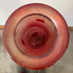 Art Glass Vase, Tall, Made in Spain, Red-Orange Color, Sku #033359