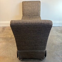 Upholstered Bench with Skirt and High Arms Brown Tweed Fabric, Sku 034041