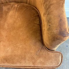 Set of 4 Brown Suede Armchairs w/ Casters, Sku 033849
