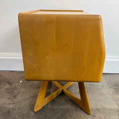 Heywood Wakefield Sculptura Nightstand in Wheat Finish Previously Used with Glass Protector, Sku 033923