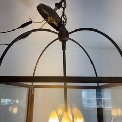 4-Light Exterior Antique Brass Lantern Style Pendant, Sku 033747