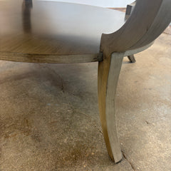 Sherrill Furniture Company, Round Cocktail Table, Lower Shelf and Saber Legs, Stone Colored Finish on Wood, Sku 033626
