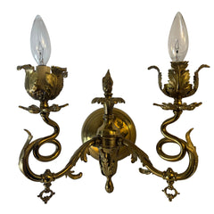 Pair of Double Arm Brass Rococo Style Wall Sconces, Sku 033493