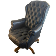 Hancock & Moore Black Leather Executive Desk Chair, Tufted Back and Seat, Swivel, Sku: 033709