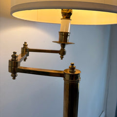 Brass Swing Arm Floor Lamp with Silk Drum Style Shade, Sku 033890