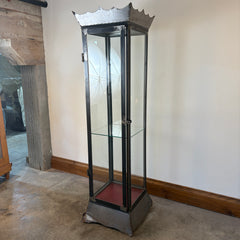 Curio Cabinet, Welded Steel & Glass, Crown Detail, sku: 033406