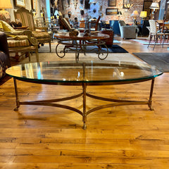 La Barge Coffee Table, Brass, Oval, Glass, Sku: S32148