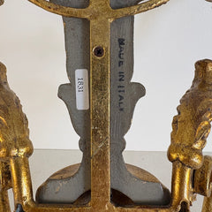 Pair of Italian Gilt Wood & Iron Twin Branch Wall Candle Sconces, Sku 033833