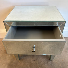 Pair of RH Teen Mirrored Nightstands with 2 Drawers Elevated on Slender Legs, Sku 034054