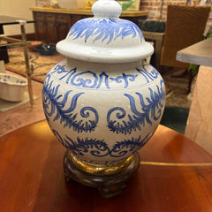 Frederick Cooper Blue and White Crackle Porcelain Ginger Jar Lamp Base, Sku 033979