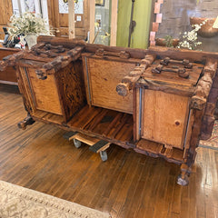 Oversized Log Cabin Style Rustic Carved Wood Desk, Sku 033852