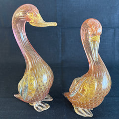 Pair of Glass Ducks Attributed to Murano, Sku 033869