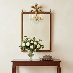 Antique Neo-Classical Style Wall Mirror Dark Wanut and Dark Gold Finish, Sku 033568