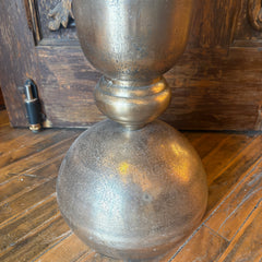 Metal Floor Vase, Antique Brass Finish, Filled with Faux Evergreens and Curly Willow Branches, Sku 033469