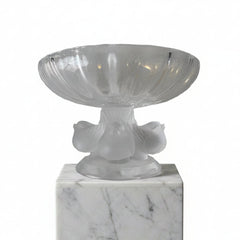 Lalique Crystal Compote Dish, Made in France, 4 Birds at Base, Sku: 033306