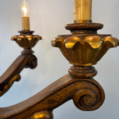 6 Arm Chandelier Wood Hand Carved, Not Including Chain, Sku 033362