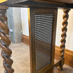 Stickley Bros. Co. Quarter Sawn Oak Antique Barley Twist & Cane Library Table/ Writing Desk, Sku 033771