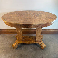 Antique American Empire Tiger Oak Parlor Table, Sku 033716