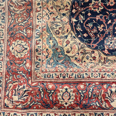Area Rug, Wool, Traditional, Oblong Medallion Design in Blue, Red, Cream, Sku: 033645