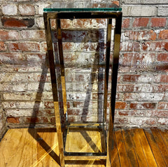 Chrome Pedestal Table with Two Glass Shelves