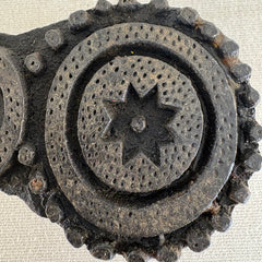 Set of 3 Antique Textile Print Wood Blocks, Sku 033691