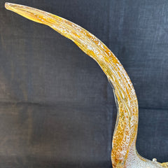 Art Glass Bowing Bird Attributed to Murano Created in Clear, Gold and Silver Speckles, Sku 033870