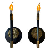 Pair of Black & Brass Candlestick Wall Lights, Sku: 033484