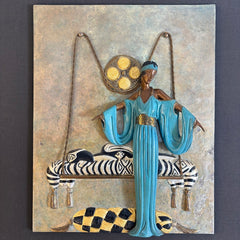 Erte's "Pillow Swing" Cold Painted Bronze Wall Sculpture, Framed, Sku: 033751