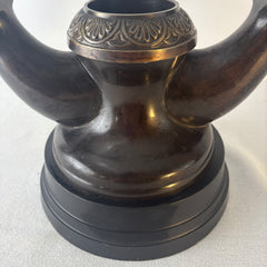 Metal Double Stag Candle Holder Dark Bronze Finish, Sku 033323